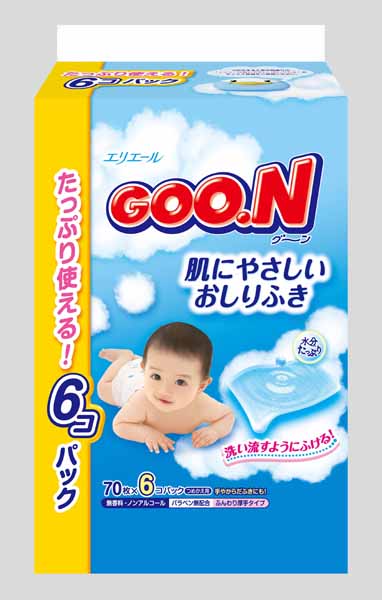 大王大王柔滑波浪型嬰兒濕巾70-6P