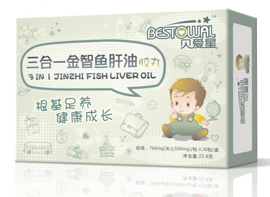 貝愛(ài)星三合一金智魚(yú)肝油膠丸