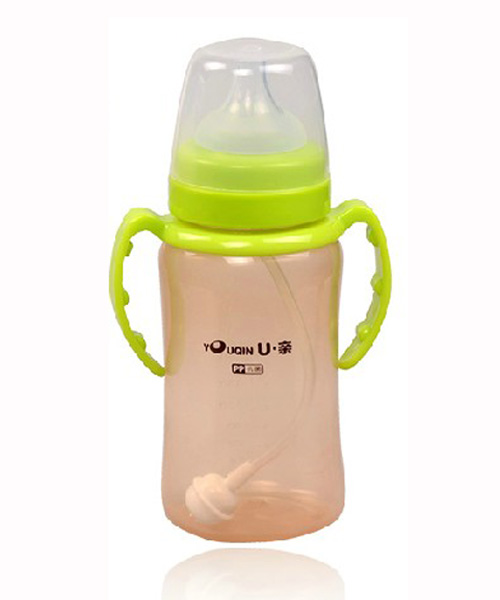 U親A370寬口徑PP抗菌帶手柄奶瓶300ml