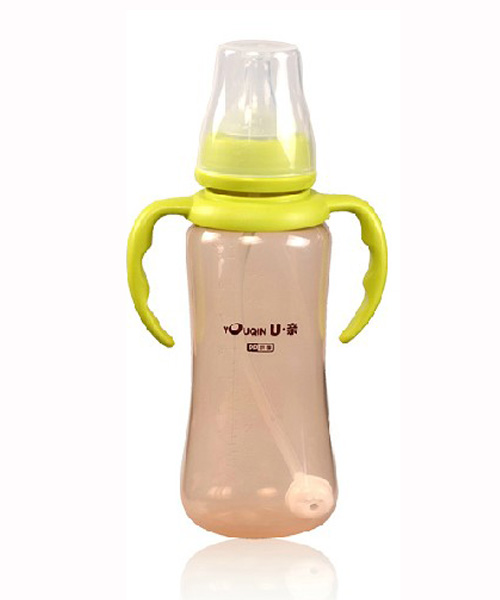 U親A334標準口徑PP抗菌不含雙酚A 防脹氣帶柄自動奶瓶300ML
