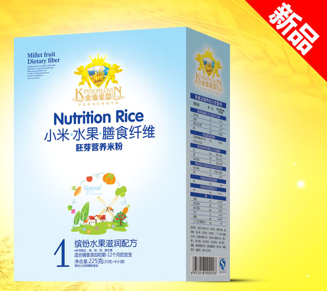 金盾愛嬰繽紛水果滋潤(rùn)配方小米米粉1段225g