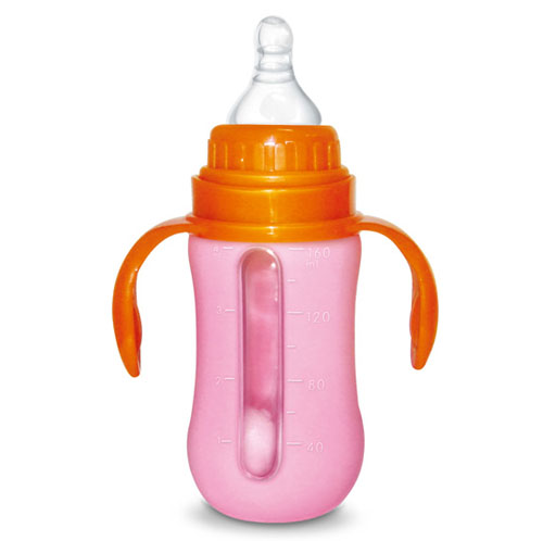 Babykin(貝沁)玻璃加硅膠套標(biāo)口弧形奶瓶160ml