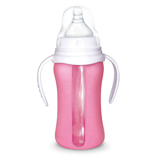 Babykin(貝沁)玻璃+硅膠套寬口弧形奶瓶260ML