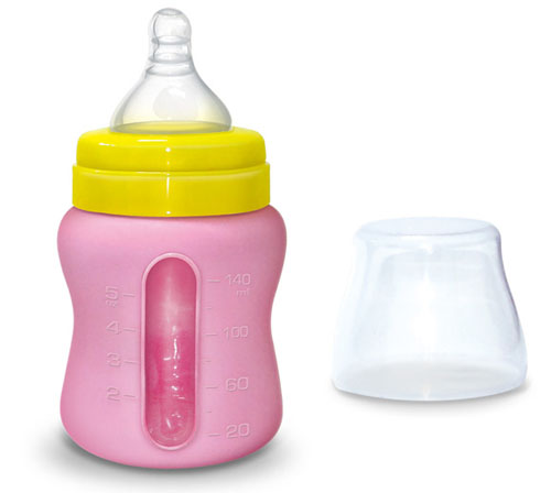 Babykin(貝沁)高硼硅玻璃+硅膠套寬口弧形奶瓶140ML