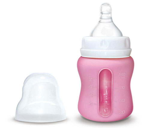 Babykin(貝沁)玻璃+硅膠套寬口弧形奶瓶140ML