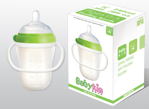 Babykin(貝沁)硅膠超寬口奶瓶240ML綠色