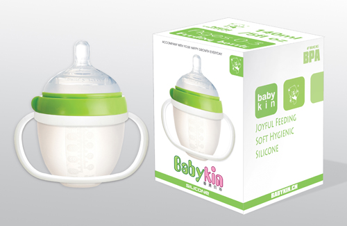 Babykin(貝沁)硅膠超寬口奶瓶綠色140ml
