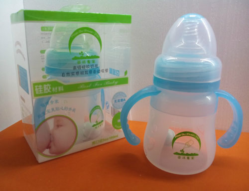 苗哺專家5安寬口雙耳高級硅膠奶瓶150ml