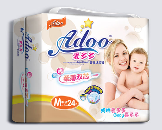 愛(ài)多多柔薄雙芯嬰兒紙尿褲M碼24片