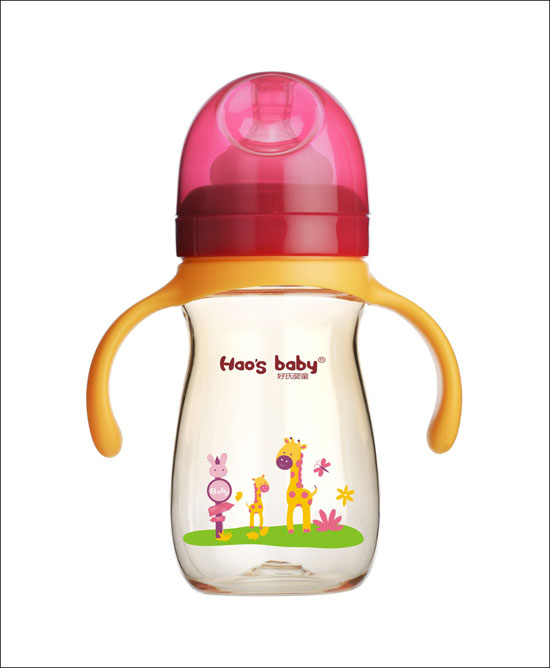 好氏嬰童長頸鹿印花紅色雙柄奶瓶(中)