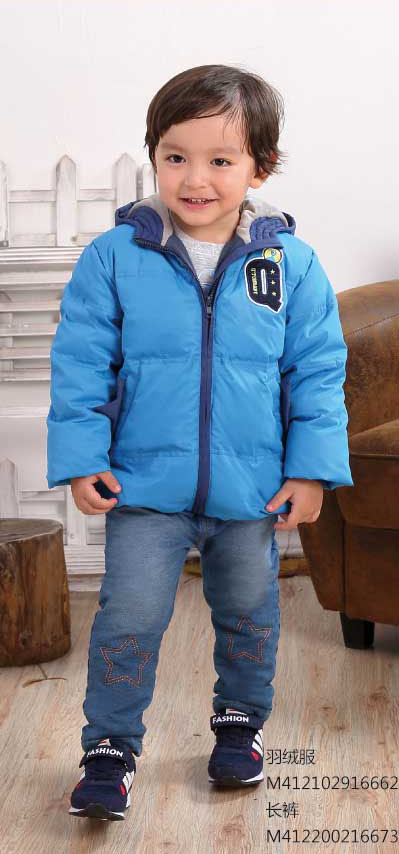 棉果果羽絨服 長褲 藍色