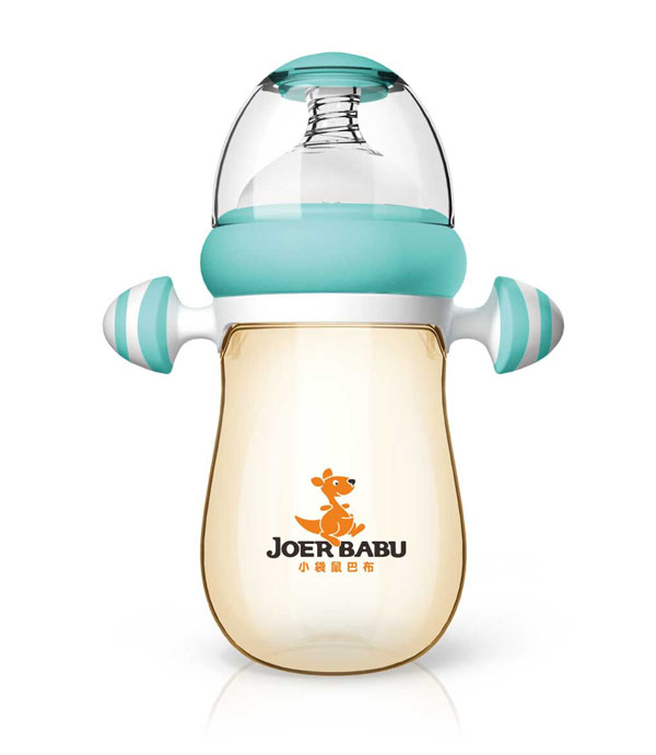 小袋鼠巴布自動(dòng)按摩手柄PPSU寬口奶瓶260ml綠色