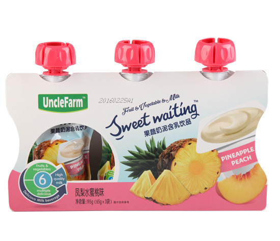 農(nóng)場大叔鳳梨水蜜桃味果泥盒裝
