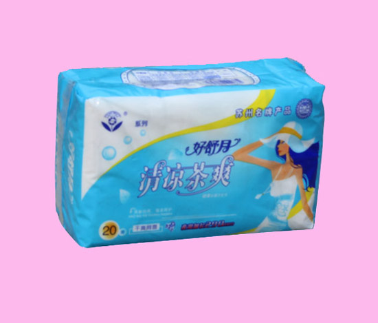 好舒月清涼茶爽干爽網(wǎng)面絲薄270MM護(hù)翼衛(wèi)生巾
