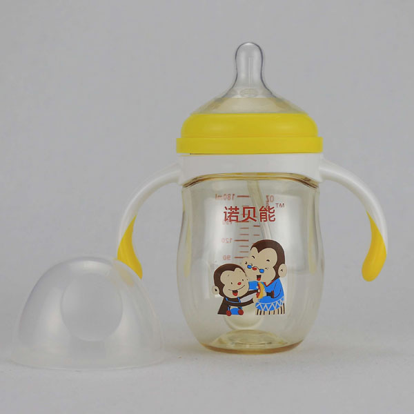 諾貝能嬰幼兒奶瓶帶柄黃色