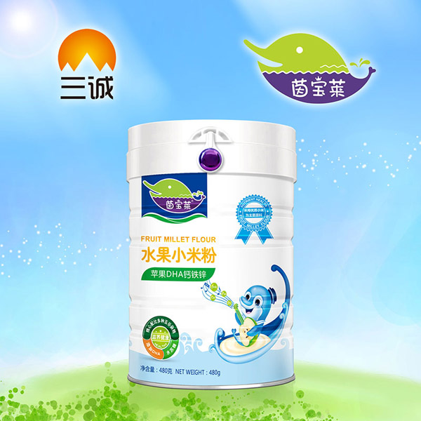 茵寶萊蘋果DHA鈣鐵鋅水果小米粉罐裝