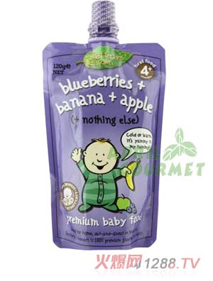 葉子嬰兒果泥(藍(lán)莓、香蕉和蘋果)