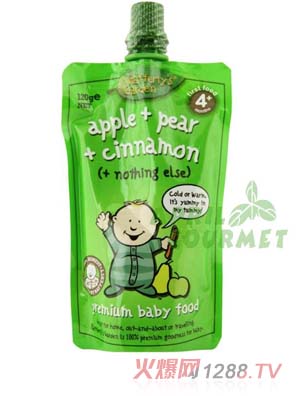 葉子嬰兒果泥（蘋果、梨和肉桂）