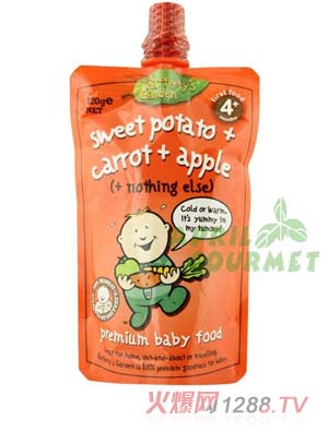 葉子嬰兒果泥（紅薯、胡蘿卜和蘋果）