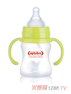 愛(ài)哺生150ml好順暢寬口PP奶瓶（握把吸管）