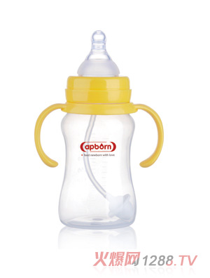 愛(ài)哺生240ml好順暢寬口PP奶瓶（握把吸管）