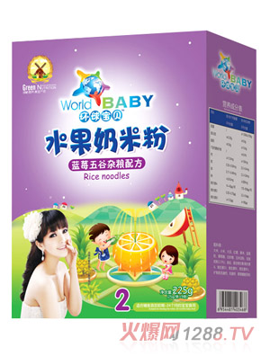 環(huán)球?qū)氊愃{(lán)莓五谷雜糧水果奶米粉盒裝