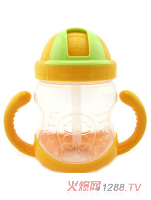 陽光兔滑蓋防漏訓練吸管杯橙色