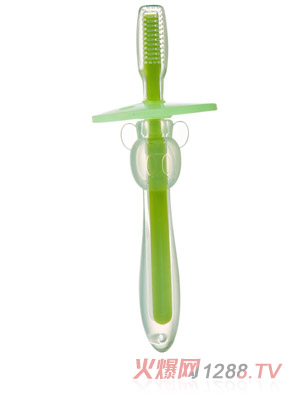 小孩國(guó)帶擋嘴板嬰兒全硅膠牙刷